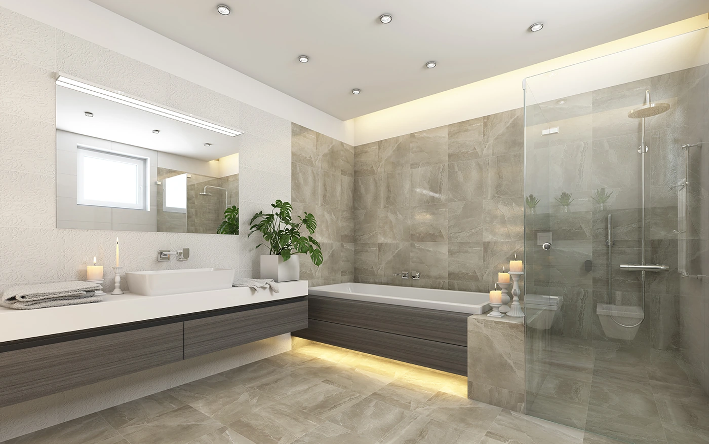 BATHROOM DESIGN · WALK-IN SHOWER & DOUBLE VANITY